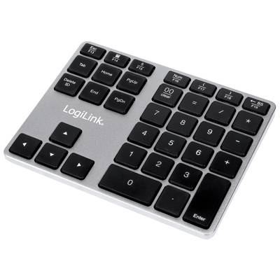 LogiLink ID0187 Numerische Tastatur Universal Bluetooth Aluminium, Schwarz