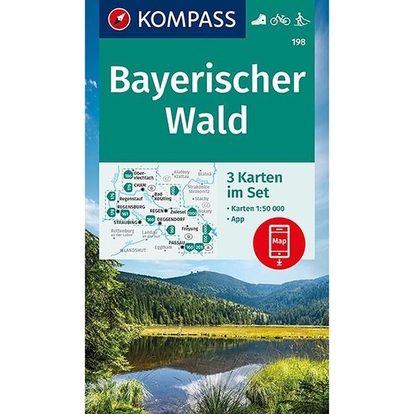 KOMPASS Wanderkarte 198 Bayerischer Wald 198 1:50000 (3 Karten im Set) - inklusive Karte zur offline Verwendung in der KOMPASS-App. Fahrradfahren. Skitouren.
