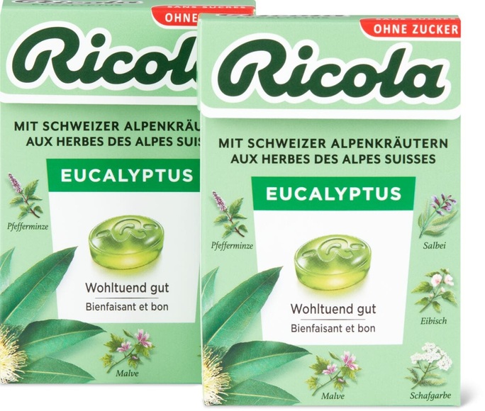 Ricola Bonbons Eucalyptus ohne Zucker 2x50g