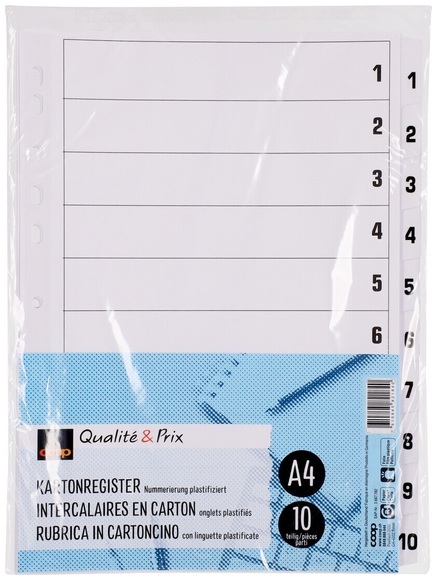 Karton-Register weiss A4 10-teilig