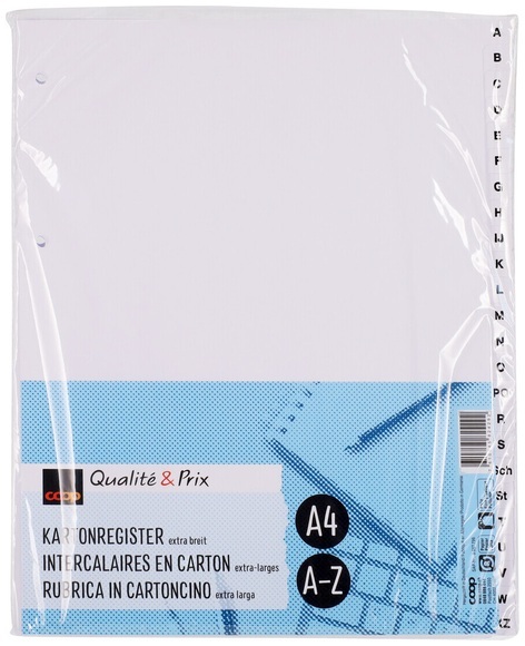 Karton-Register extra-breit A4 A-Z
