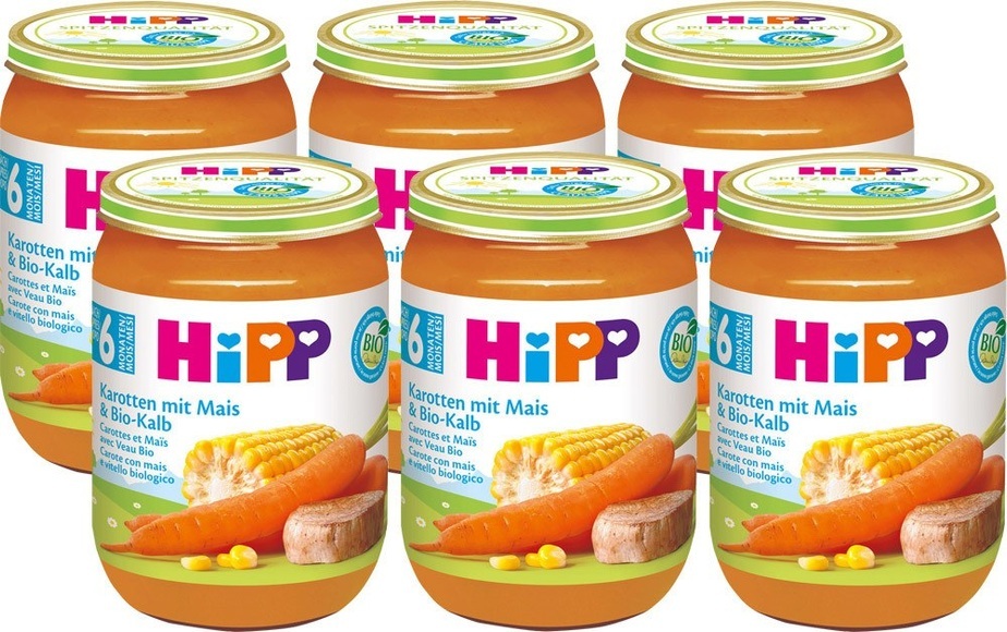 Hipp Bio Babybrei Karotte, Mais & Kalb 6+ Monate