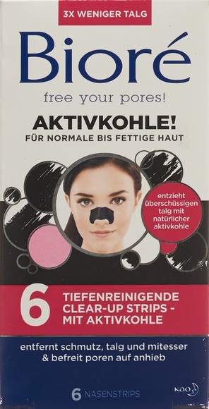 Bioré 6 tiefenreinigende Clear-Up Strips - mit Aktivkohle ONE Size