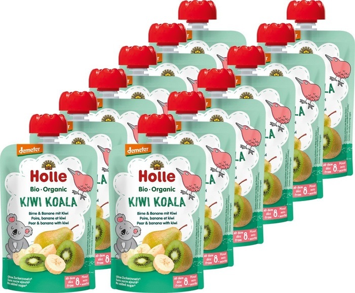 Smoothie Pera, Plátano y Kiwi Holle 100gr 8m+ 12 Uds