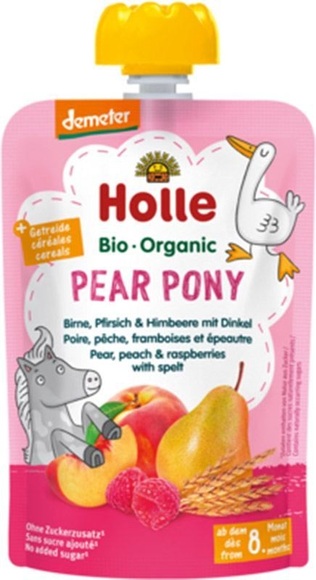 Holle Pear Pony - Pouchy Birne Pfirsich & Himbeere mit Dinkel (100 g)