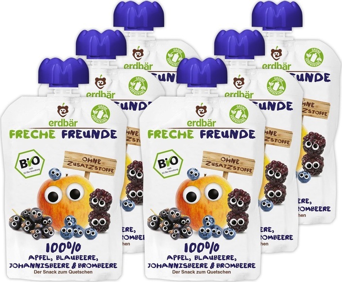 erdbär Freche Freunde 100% Obst Quetschies