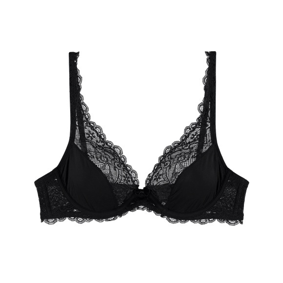 LACE COMFORT BH mit Bügel, ungefüttert mit herausnehmbaren Pads in schwarz