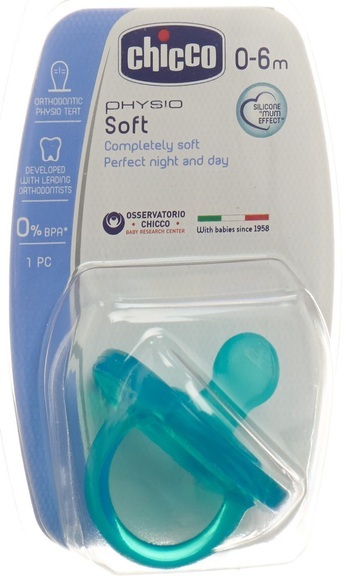 chicco Beruhigungssauger Physio Soft Silikon blau 0-6 Monate