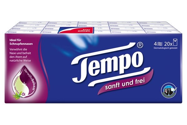 Tempo Taschentücher Sanft & Frei - 3 Packungen à 20 x 9 Stück