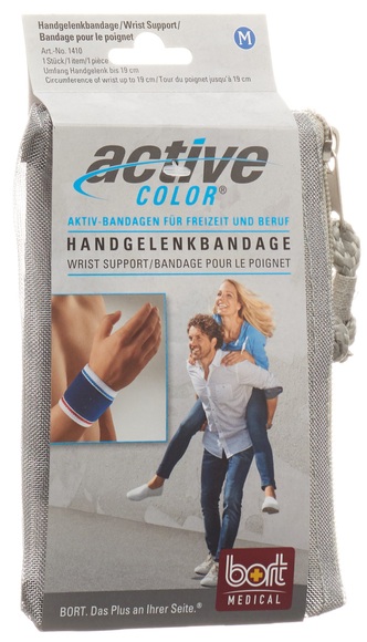 bort ActiveColor Handgelenkbandage L +19cm blau (1 Stück)