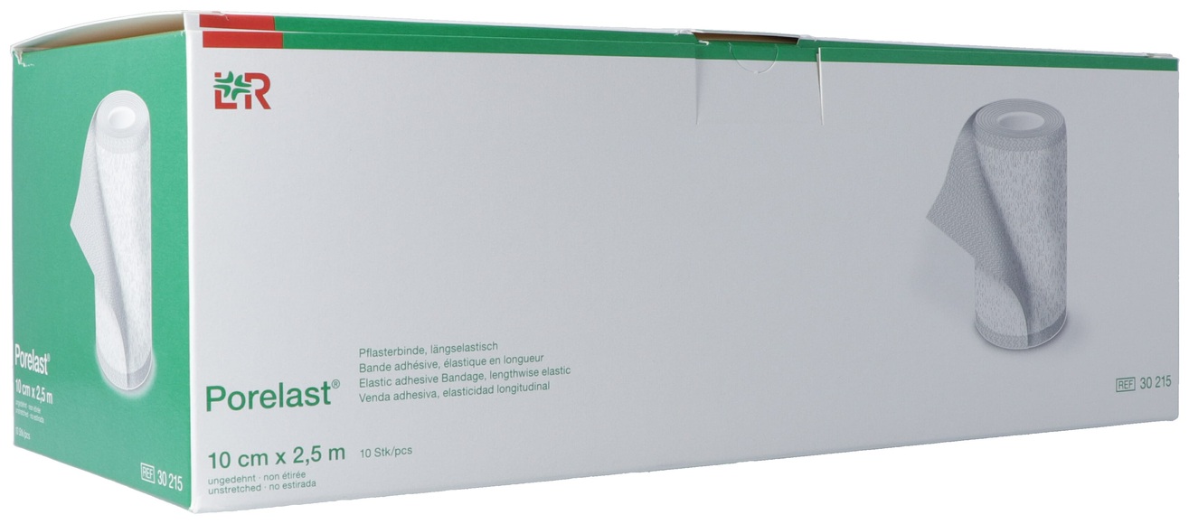 Porelast Pflasterbinde 10cmx2.5m hautfarbig (10 Stück)