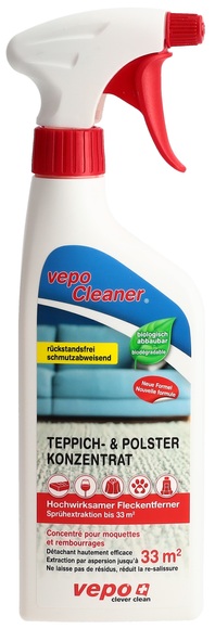vepoCleaner Teppich + Polster Konzentrat und Fleckentferner Spray Sprühextraktion bis 33m2