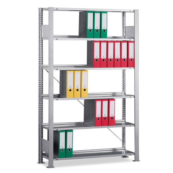 META Aktenregal GF, einseitig, mit Abdeckboden, FL 80 kg, lichtgrau, HxBxT 2.200 x 1.250 x 300 mm