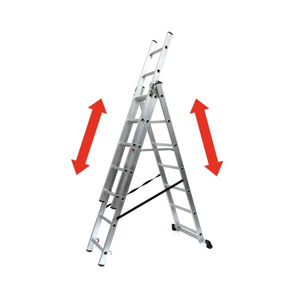 BASIC Alu-Schiebeleiter 3-in-1, Arbeitshöhe Anlegeleiter 5,12 m
