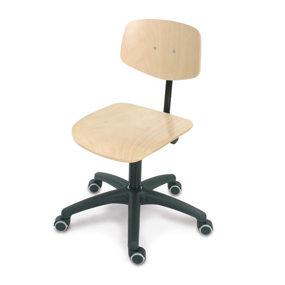Arbeitsdrehstuhl Uno Buche, Sitzhöhe 450-580 mm, Kunststoffbasis, Rollen