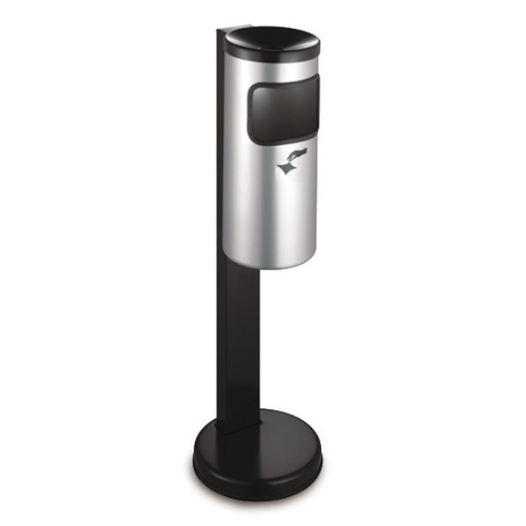 Ascher-Abfall-Kombination RONDO, selbstlöschend, Standmodell, 10 Liter, Edelstahl
