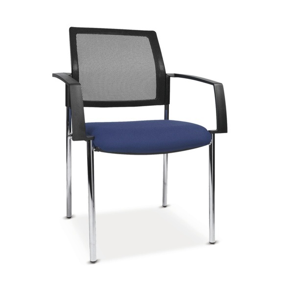 Topstar® Besucherstuhl BtoB 10 mit Netz-Rückenlehne + 4 Fuss Gestell + Armlehne, royalblau