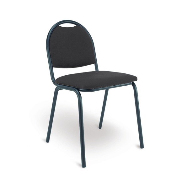 Besucherstuhl Office mit Polster-Rückenlehne, Gestell schwarz, Polster blau