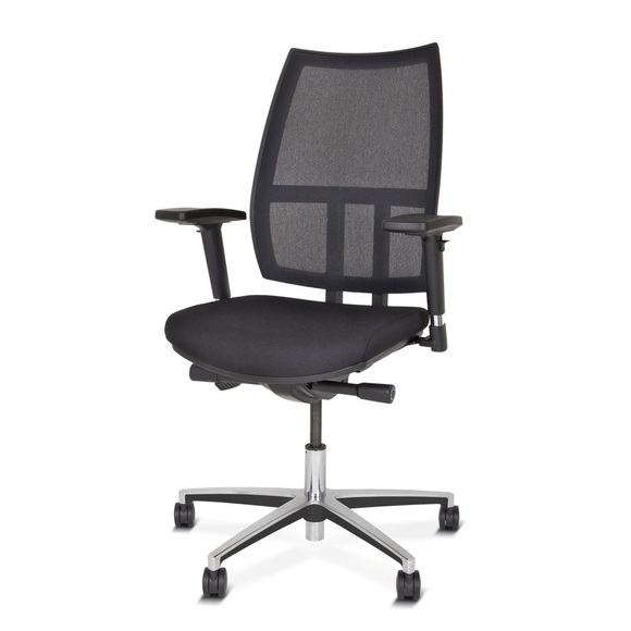Bürodrehstuhl Bisley II, Netzrücken, Sitz gepolstert, 4D-Armlehnen mit Soft Pad, 8-fach höhenverstellbar