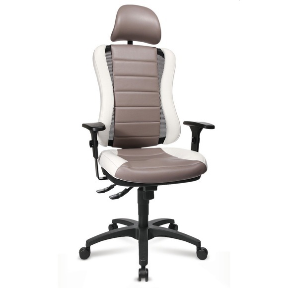 Topstar® Bürodrehstuhl Head Point RS, Muldensitz, m. Kopfstütze, weiss/grau