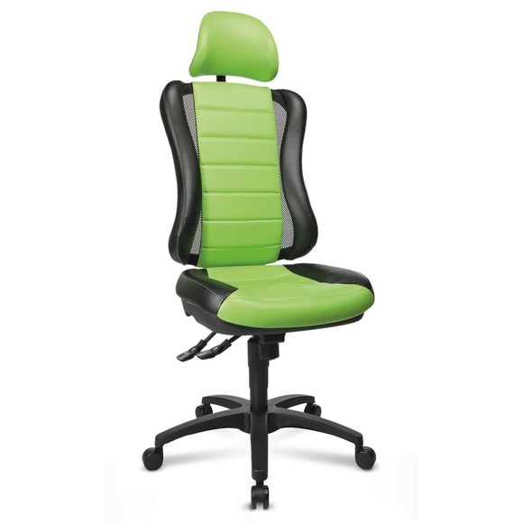 Topstar® Bürodrehstuhl Head Point RS, Muldensitz, m. Kopfstütze, schwarz/grün