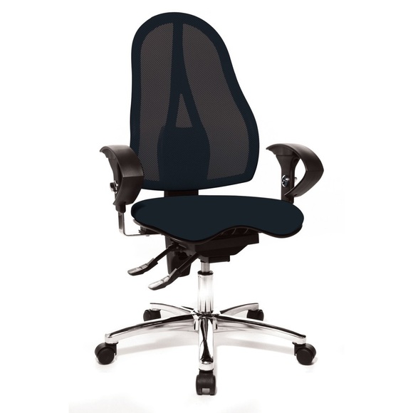Topstar® Bürodrehstuhl Ortho 15, Netzrücken, höhenverstellbare Armlehnen, anthrazit