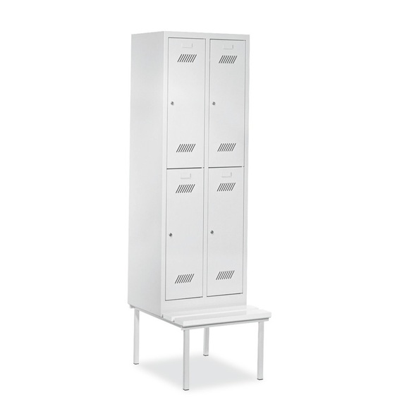 PAVOY Garderobenschrank mit Sitzbank, 2-stöckig, 2 x 2 Fächer à 400 mm, Drehriegelverschluss