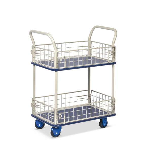 Etagenwagen Premium, mit Körben, 2 Etagen à 740 x 480 mm