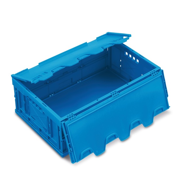 Euronorm-Faltbox Premium, mit Scharnierdeckel, 42 Liter, blau