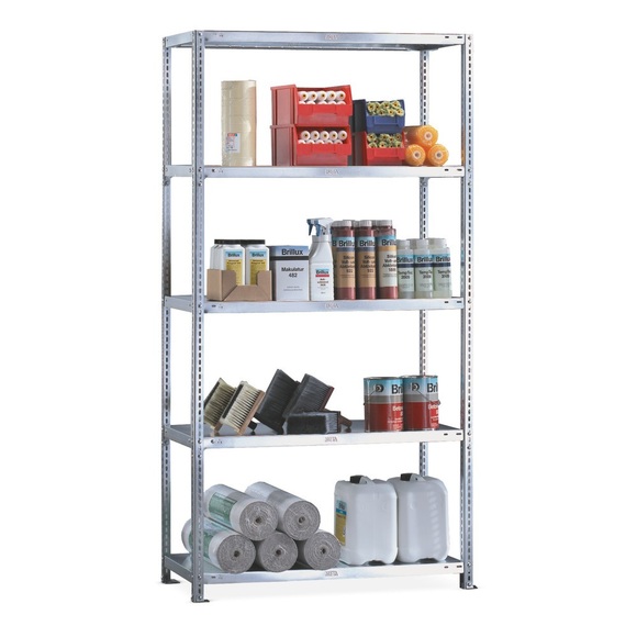 META Fachbodenregal Schraubsystem, GF, FL 230 kg, verzinkt, HxBxT 2.500 x 1.000 x 800 mm