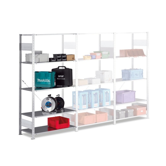 META Fachbodenregal Stecksystem, AF, FL 80 kg, HxBxT 2.500 x 1.000 x 300 mm