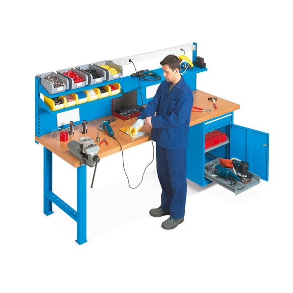 Komplett-Set Modulares Profi Werkbanksystem, 20-teilig, Werkbank + Schrank + Rückwand + Zubehör