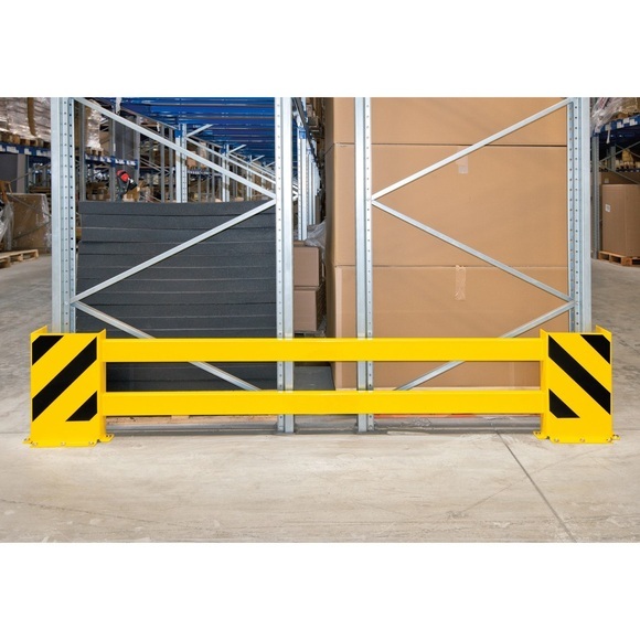 Regalschutz-Planken-Set mit Eck-Anfahrschutz für Doppelregal, Breite 2300 - 2700 mm