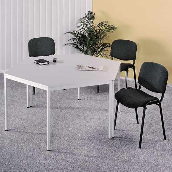 Konferenztisch Klassic, Trapez mit Quadratrohr, BxT 1.600 x 690 mm, grau