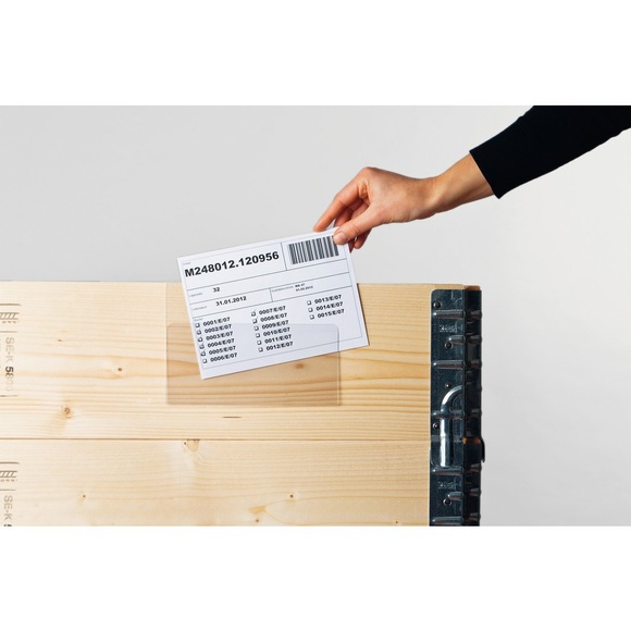 Kennzeichnungstasche für Aufsatzrahmen, 100 Stk/VE, DIN A5, Einschub oben, transparent
