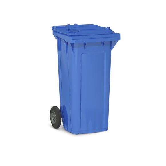 Kunststoff-Mülltonne mit Rollen, 120 Liter, blau