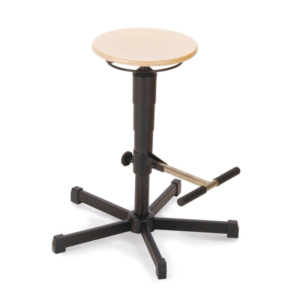 Hocker Allround, PU-Sitz, Sitzhöhe 535-785 mm, Stahlbasis, Bodengleiter, Fussstütze