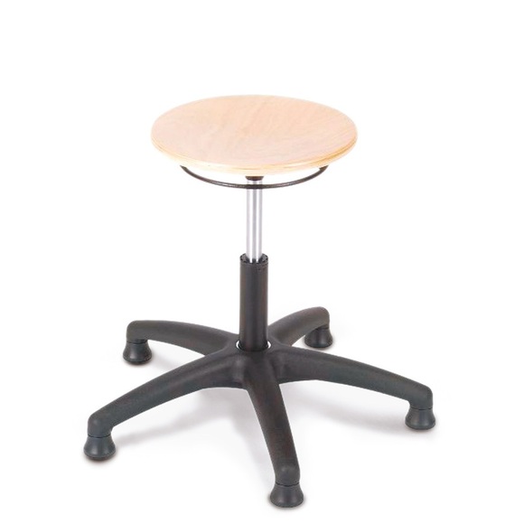 Hocker Allround, PU-Sitz, Sitzhöhe 360-490 mm, Stahlbasis, Bodengleiter