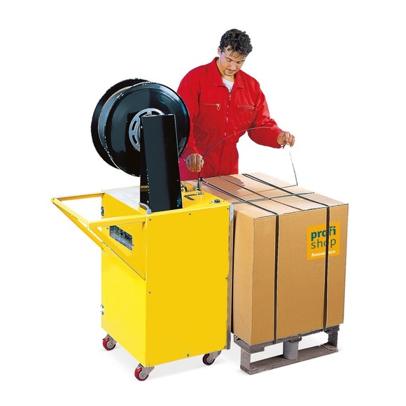 Halbautomatisches Umreifungsgerät für Paletten, für Bandbreite 16 mm
