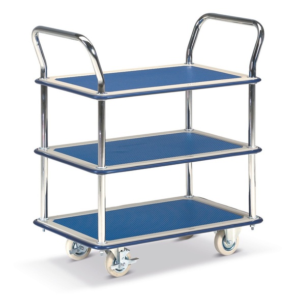 BASIC Leichter Tischwagen, TK 120 kg, 3 Stahlblech-Böden
