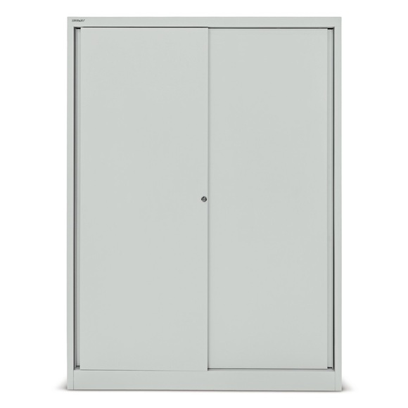 BISLEY Schiebetürenschrank ECO 3 Fachböden, 4 Ordnerhöhen lichtgrau