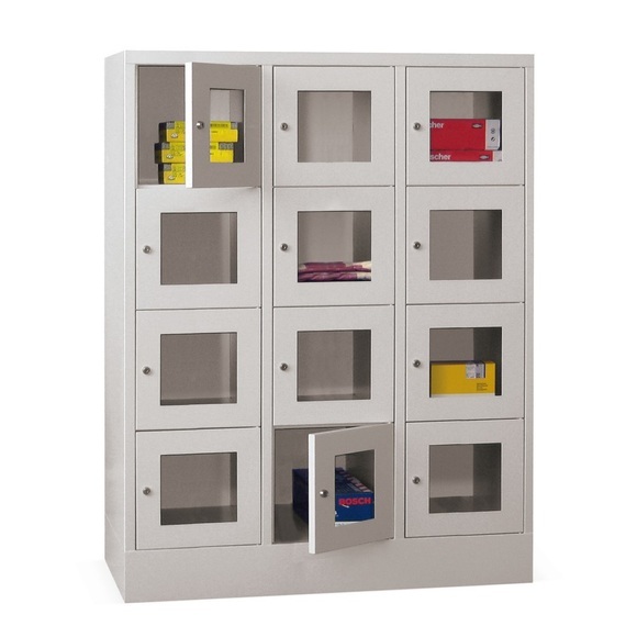 PAVOY Schliessfachschrank mit Sichtfenster, 3 x 4 Fächer, HxBxT 1.518 x 1.230 x 500 mm