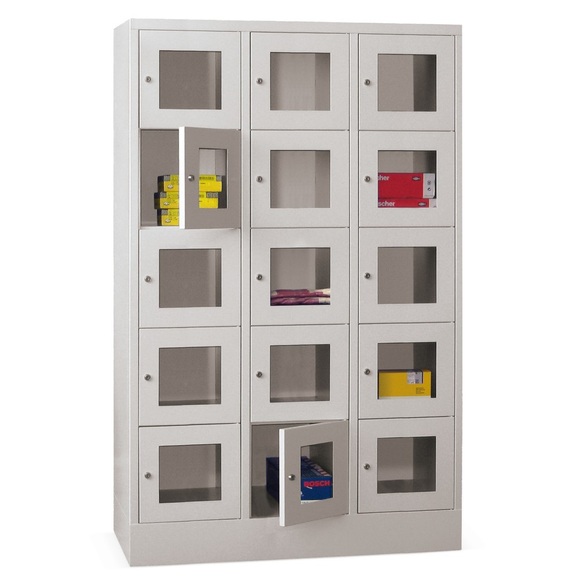 PAVOY Schliessfachschrank mit Sichtfenster, 3 x 5 Fächer, HxBxT 1.850 x 1.230 x 500 mm