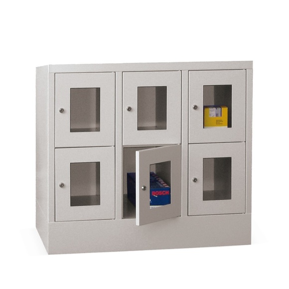 PAVOY Schliessfachschrank mit Sichtfenster, 3 x 2 Fächer, HxBxT 855 x 930 x 500 mm