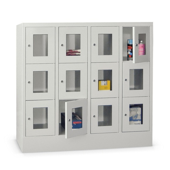 PAVOY Schliessfachschrank mit Sichtfenster, 4 x 4 Fächer, HxBxT 1.518 x 1.630 x 500 mm