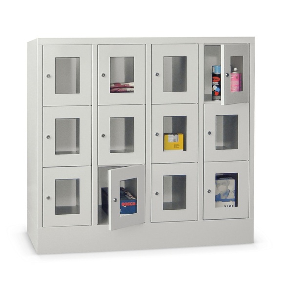 PAVOY Schliessfachschrank mit Sichtfenster, 4 x 4 Fächer, HxBxT 1.518 x 1.230 x 500 mm
