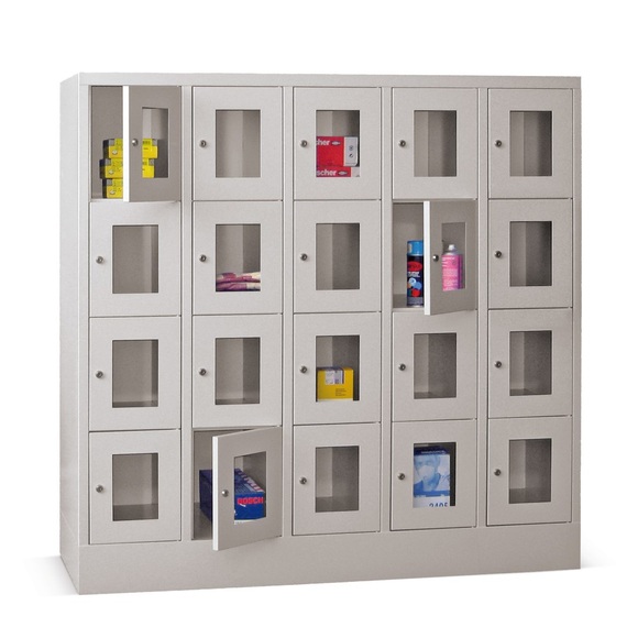 PAVOY Schliessfachschrank mit Sichtfenster, 5 x 4 Fächer, HxBxT 1.518 x 1.530 x 500 mm