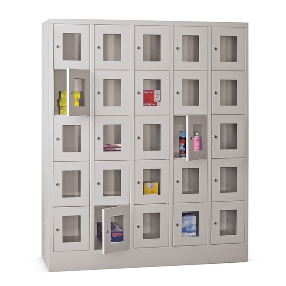 PAVOY Schliessfachschrank mit Sichtfenster, 5 x 5 Fächer, HxBxT 1.850 x 1.530 x 500 mm