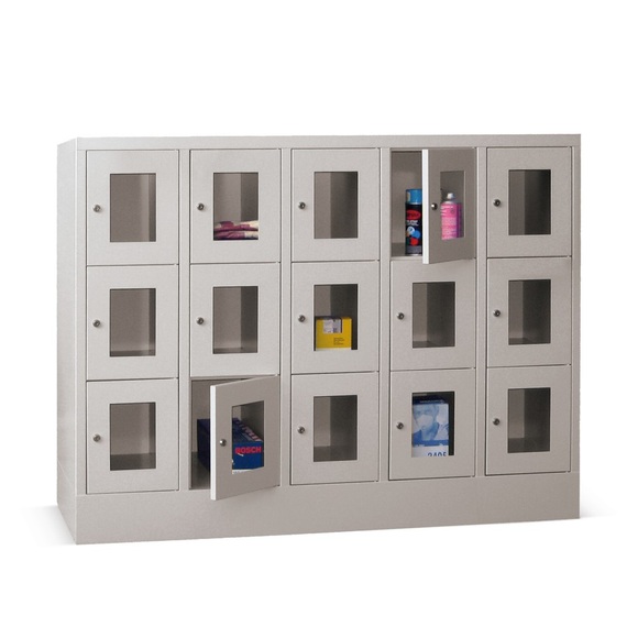 PAVOY Schliessfachschrank mit Sichtfenster, 5 x 3 Fächer, HxBxT 1.187 x 1.530 x 500 mm