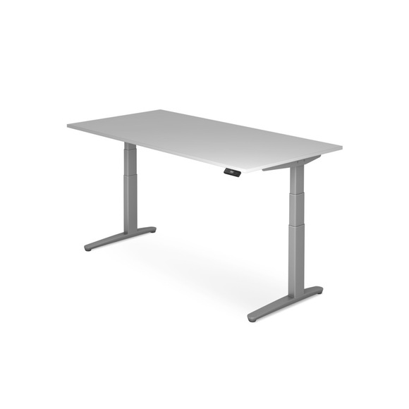 Schreibtisch mit Memoryschalter, C-Fuss höhenverstellbar, BxT 1.600 x 800 mm, grau